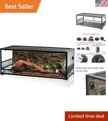 67Gallon Reptile Large Terrarium Upgrade Glass Front Opening Tank Sliding Doo…