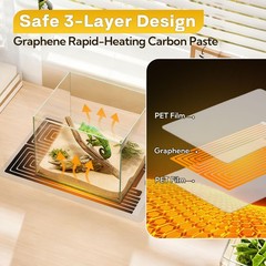14W 11×5.9 Inch Reptile Heat Pad Under Tank Terrarium Safe Heating Mat Turtle