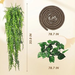 MUYG Gecko Coconut Hideout with Ladder,Reptile Hammock Plants Vines Brown
