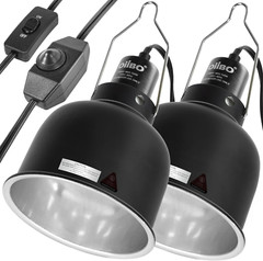 5.5 Inch Reptile Light Fixture with Dimming/Separate Switches, 2 Packs Deep Dome