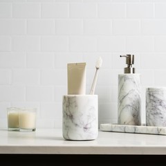 Cork & Mill Marble Bathroom Accessories Set, Solid Natural Marble, Complete V…