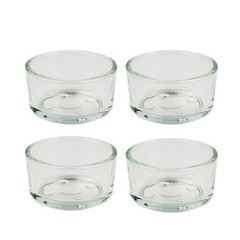 4Pcs Durable Glass Reptile Feeder Bowls Transparent Pet Food Water Dish