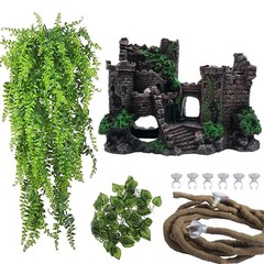 PINVNBY Reptile Resin Castle Decoration,Bearded Dragon Habitat Accessories Cr…