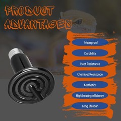 150W Ceramic Heat Bulb 2-Pack No Light Infrared Heater for Reptiles Chickens Pet