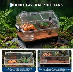 7pcs Reptiles Terrarium Kit w/Lid, Heating Pad, Sand Substratefor Bearded Dragon