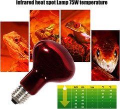 Infrared Heat Lamp Bulbs 75W 2 Pack,Red Basking Spot Light Bulb Reptile Heating