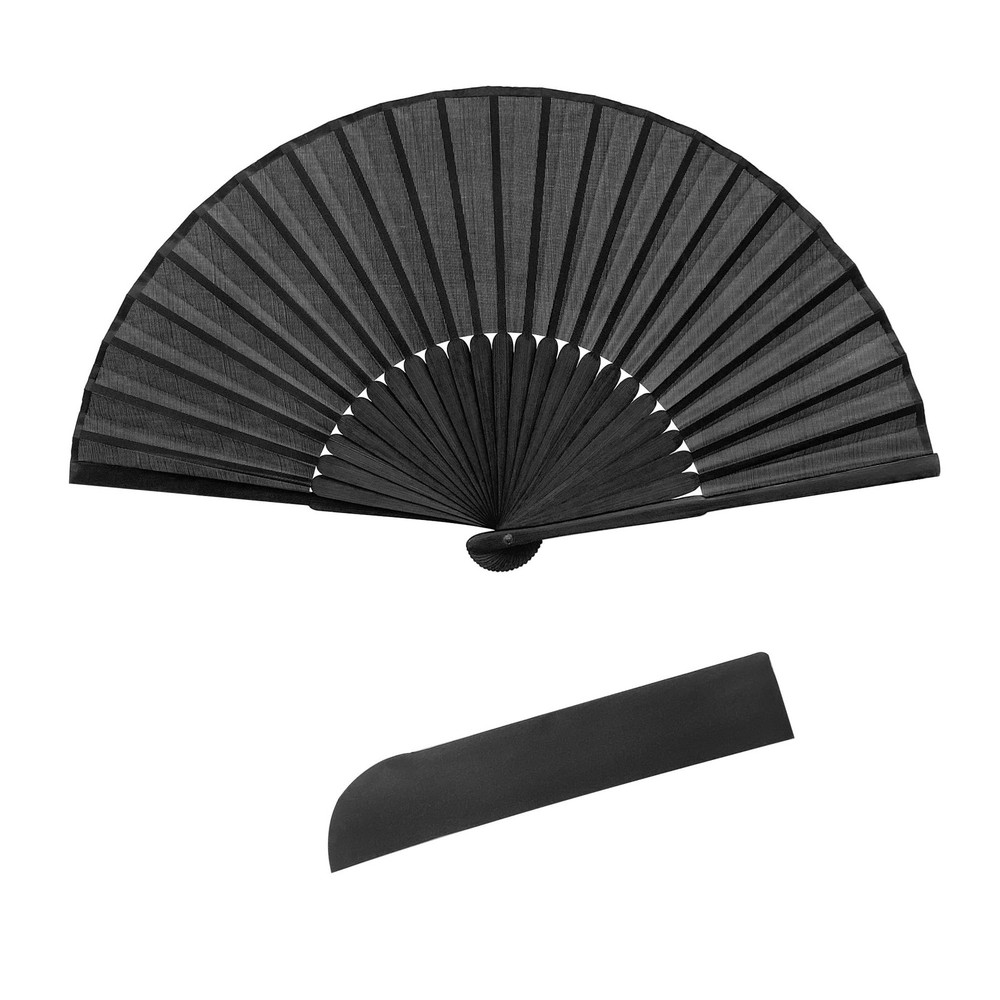 Quacc Black Folding Hand Held Fan Light Strong Thin Fabric Chinese Handheld T…