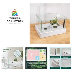 Turtle Tank with Adjustable Water Pump Filter, Full View Visually Tortoise Aq…