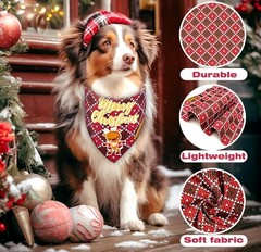 Christmas Dog Bandanas 2 Pack 4 Pattern Reversible Adjustable Winter Holiday …