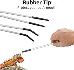 Straight & Curved 10.6″ Stainless Steel Reptile Feeding Tongs with Rubber Tips