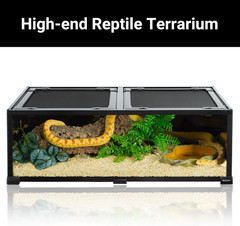 REPTIZOO 34 Gallon Glass Reptile Terrarium for Snakes, Geckos & More