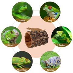 5.89 Inch Wood Reptile Hideout, Light Brown Hollow Log Reptile Hides, Tree Tr…