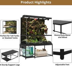 120 Gallon Reptile Tank Stand – 48″x24″ Terrarium for Stacked 4x2x2 PVC Tanks