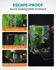 DIY Jumping Spider Enclosure, 4.7″X4.7″X7.9″ Escape-Proof Spider Terrarium, S…