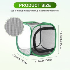 Outdoor Butterfly Habitat Cage Terrarium [Black with Green, 12 x 12 x 12 Inch]