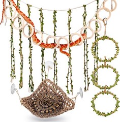 3 Pcs Snake Climbing Vines Climbing Rings Woven Hammock Reptile Enrichment