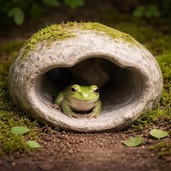 Hide Cave for Mini Frogs, Natural Stone Frog Hide, Terrarium Cave Shelter, Small