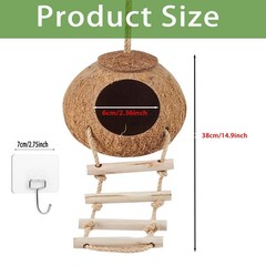Crested Gecko Coconut Hide with Ladder Shell Natural,Reptile Coco Hut Cave Ha…
