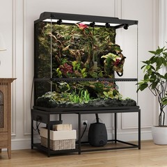 120 Gallon Reptile Tank Stand – 48″x24″ Terrarium for Stacked 4x2x2 PVC Tanks