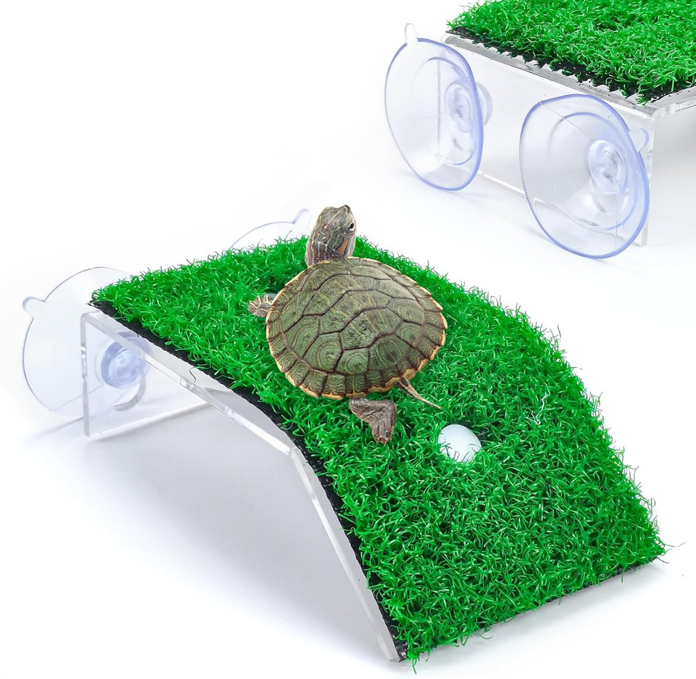 Small Turtle Basking Platform Simulation Grass Turtle Ramp, Turtle Resting Ba…