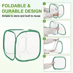 Outdoor Butterfly Habitat Cage Terrarium [White with Green, 12 x 12 x 12 Inch]