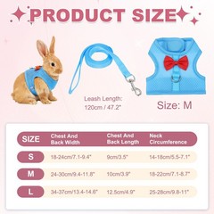 Rabbit Harness and Leash, Small Pet Cute Vest Harness Leash(M, Sky Blue)