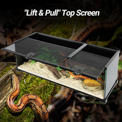 30″ Reptile Terrarium Tank with Ventilation & Feeding Ports for Snakes & Spiders