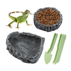 2Pack Reptile Water Dish Food Bowl with Tongs&Shovel,Reptile Feeding Dish-Cor…