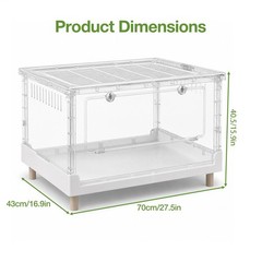 30 Gal Reptile Tank Front Opening Double Lock Foldable for Snake Lizard
