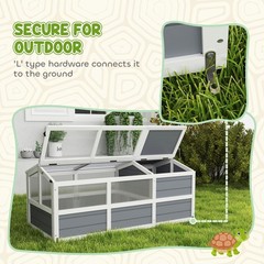 Wooden Tortoise Habitat Outdoor w/ Bottomless, Doors, PC Sun Panel Windows