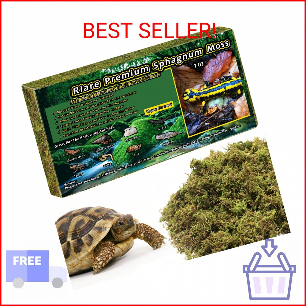 Riare 7 OZ Premium Sphagnum Moss for Reptiles- 10QT Natural Live Moss Reptile Mo