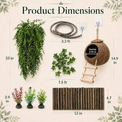 Crested Gecko Tank Accessories, Reptile Hanging Plants Vines