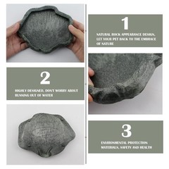 Reptile Water Dish Bowl Resin Rock Reptile Food and Water Feeder Pet Aquarium…
