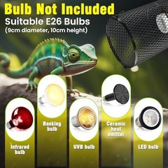 2Pack Reptile Heat Lamp Guard with 150W E26 Holder, Anti-Scald Mesh Cage, ON/OFF