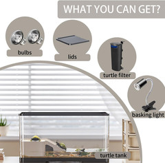 Turtle Tank Kit(Tank+Lamp+Filter+Stones) Acrylic Aquatic Turtle Tank Starter Kit