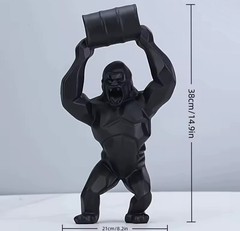 Large Gorilla Barrel Resin Statue Modern Animal Sculpture Home Decor 14.9in 38cm