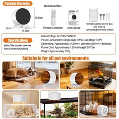200W Reptile Heat Mats Space Heater, Adjustable Temperature Reptile Heating H…