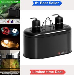 Dual Reptile Light Fixture 150W Each Dome Lamp Cap Combo Integration Heat