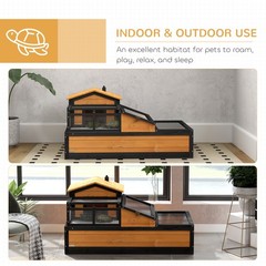 3-Room Tortoise Habitat House w/ Balcony & 2 Stories, 44″ x 25.5″ x 25″, Yellow