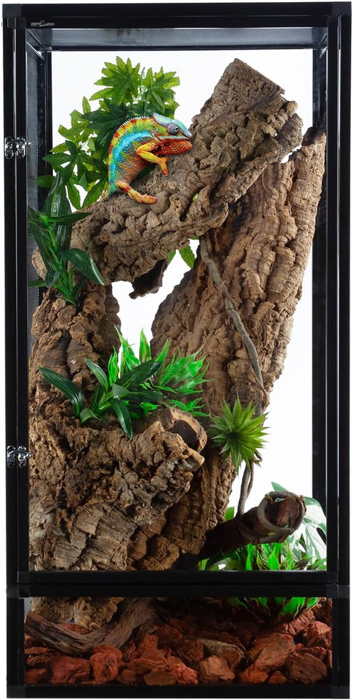 18″ x 18″ x 36″ Chameleon Cage with Metal Mesh & Background Sticker, 50 Gallon