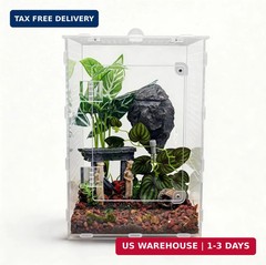 Reptile Water Dish with Dripper, Adjustable Wall-Mounted Water Bowl for Terrariu