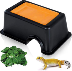 Reptile Hide Box Gecko Hideout Cave with Sink Humidifier Lizards