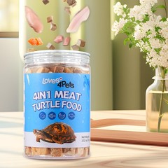 Turtle Food – 4 in 1 Natural Freeze-Dried Chicken, Duck, Salmon, Cod – Real M…