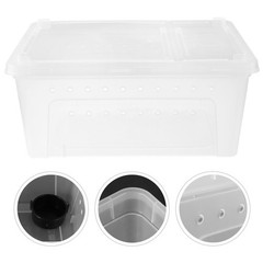 1Pc Reptile Feeding Box White Plastic with Air Ventilation and Escape Prevention