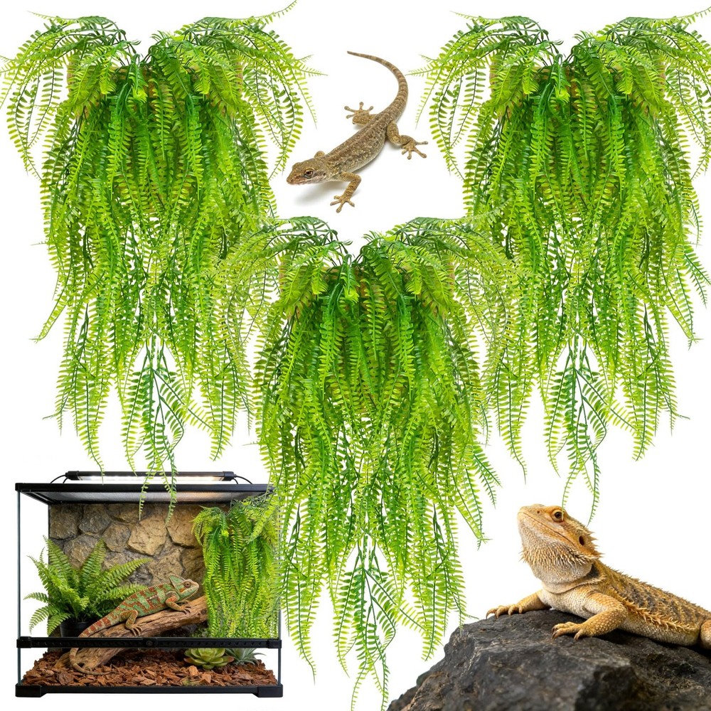 3PCS Artificial Terrarium Plants Lifelike Reptile Habitat Vines Fake Hanging