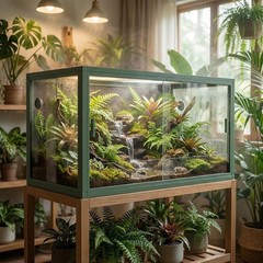 4x2x2 ft Reptile Enclosure 120 Gal Black Low Habitat w/ Sliding Doors Terrarium