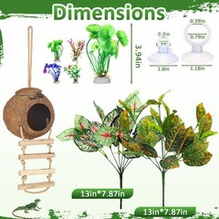 18 Pcs Bearded Dragon Tank Accessories Reptile Bridge Hammock Plants Bridge J…