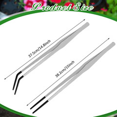 2 Pcs Extra Long Stainless Steel Reptile Feeding Tongs with Rubber Tip 15 Inc…
