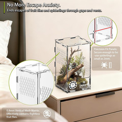 Jumping Spider Enclosure, Front-Opening Acrylic Spider Terrarium with Magnetic D
