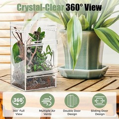 Pre-Assembled Jumping Spider Enclosure 3X3X6 Inch Acrylic Spider Cage Insect Ter